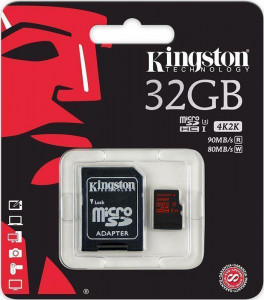   Kingston microSDHC/SDXC UHS-I U3 90R/80W SD adapter 32Gb #I/S 4