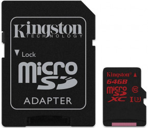   Kingston microSDHC/SDXC UHS-I U3 90R/80W SD  64Gb #I/S