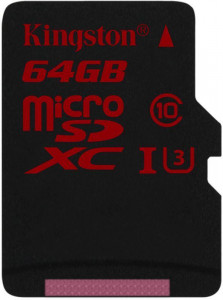   Kingston microSDHC/SDXC UHS-I U3 90R/80W SD  64Gb #I/S 3