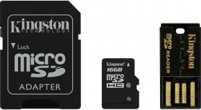   Kingston microSDHC/microSDXC Class 10 UHS-I SD adapter/USB reader 16Gb #I/S