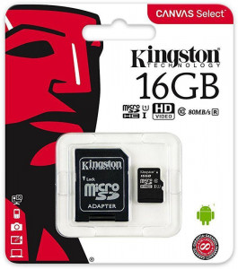   Kingston microSDHC/SDXC UHS-I Class 10 Canvas Select SD  16Gb #I/S 3