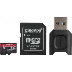   MicroSDXC 64GB UHS-II U3 Class 10 Kingston Canvas React Plus R285/165MB/s + Adapter SD 3