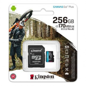   MicroSDXC 256GB UHS-I U3 Class 10 Kingston Canvas Go! Plus R170/W90MB/s + Adapter SD