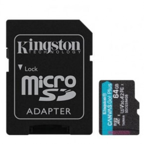   MicroSDXC 64GB UHS-I U3 Class 10 Kingston Canvas Go! Plus R170/W70MB/s + Adapter SD 3