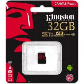   MicroSDHC 32GB UHS-I/U3 Class 10 Kingston Canvas React R100/W80MB/s (SDCR/32GBSP) 3