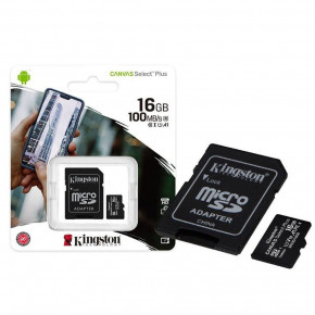   Kingston microSDHC Canvas Select Plus 16GB Class 10 UHS-I A1 W-100MB/s R-100MB/s +SD- (SDCS2/16GB)