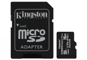   Kingston microSDHC Canvas Select Plus 16GB Class 10 UHS-I A1 W-100MB/s R-100MB/s +SD- (SDCS2/16GB) 3