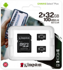   MicroSDHC 232GB UHS-I Class 10 Kingston Canvas Select Plus R100MB/s + Adapter SD