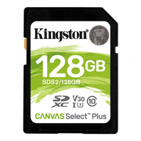  ' SDXC 128GB UHS-I U3 Class 10 Kingston Canvas Select Plus R100/W85MB/s (SDS2/128GB)