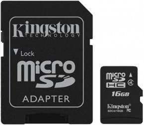   Kingston microSDHC class 4 SD adapter 16Gb 3