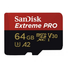   microSD 64GB SanDisk C10 UHS-I U3 R200/W90MB/s Extreme Pro V30 + SD (SDSQXCU-064G-GN6MA)