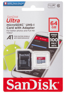   microSDXC 64Gb SanDisk Ultra A1 UHS-1 Adapter SD