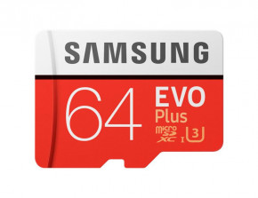   MicroSDXC 64GB UHS-I Class 10 Samsung Evo Plus R100/W60MB/s + Adapter SD (MB-MC64GA/RU)