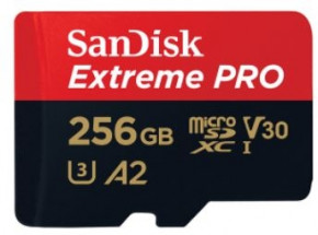   SanDisk 256 GB microSDXC UHS-I U3 Extreme Pro A2 + SD Adapter SDSQXCZ-256G-GN6MA