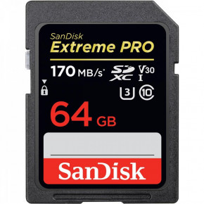   SDXC 64GB UHS-I U3 Class 10 SanDisk Extreme Pro R170/W90MB/s (SDSDXXY-064G-GN4IN)