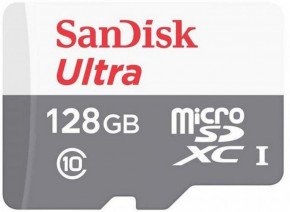   SanDisk 128GB microSDHC C10 UHS-I R100MB/s Ultra + SD (SDSQUNR-128G-GN3MA)