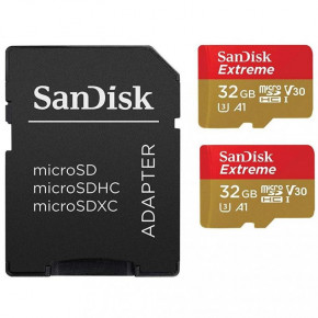   MicroSDHC 32GB UHS-I/U3 Class 10 SanDisk Extreme A1 R100/W60MB/s + Adapter SD 3