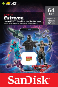   SanDisk microSDXC Extreme For Mobile Gaming 64GB Class 10 UHS-I (U3) V30 W-80MB/s R-170MB/s   (SDSQXAH-064G-GN6GN) 3