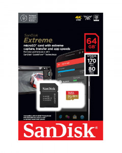   SanDisk Extreme 64GB Class 10 UHS-I (U3) V30 A2 W-80MB/s R-170MB/s +SD- (SDSQXAH-064G-GN6MA) 4