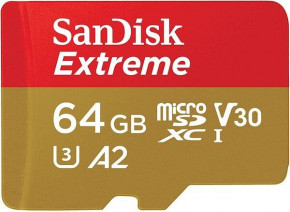  ' microSD 64GB SanDisk C10 UHS-I U3 R170/W80MB/s Extreme V30 (SDSQXAH-064G-GN6MN)