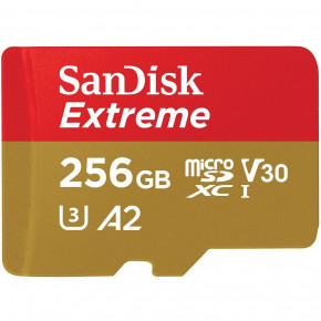   SanDisk microSDXC Extreme 256GB Class 10 UHS-I (U3) V30 A2   +SD- (SDSQXAV-256G-GN6MA)