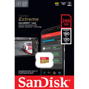   microSD 256GB SanDisk C10 UHS-I U3 R190/W130MB/s Extreme V30 (SDSQXAV-256G-GN6MN) 4