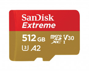   SanDisk microSDXC Extreme 512GB Class 10 UHS-I (U3) V30 A2   +SD- (SDSQXAV-512G-GN6MA)