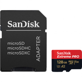   microSD 128GB SanDisk C10 UHS-I U3 R200/W90MB/s Extreme Pro V30 + SD (SDSQXCD-128G-GN6MA)