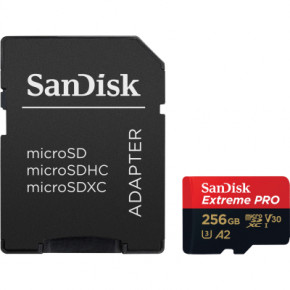   microSD 256GB SanDisk C10 UHS-I U3 R200/W140MB/s Extreme Pro V30 + SD (SDSQXCD-256G-GN6MA)