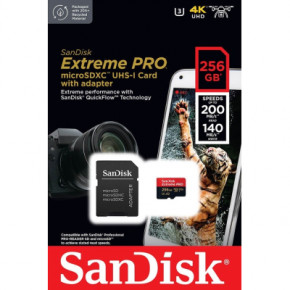   microSD 256GB SanDisk C10 UHS-I U3 R200/W140MB/s Extreme Pro V30 + SD (SDSQXCD-256G-GN6MA) 6