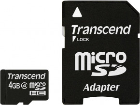   Transcend microSDHC class 4 SD adapter 4Gb #I/S