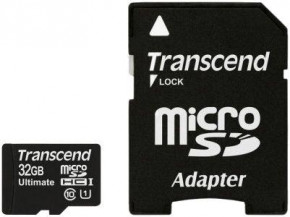   Transcend microSDHC Class 10 UHS-I 600x SD adapter 32Gb #I/S