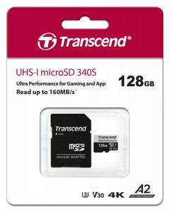  ' Transcend 128GB microSDXC C10 UHS-I U3 A2 R160/W125MB/s SD (TS128GUSD340S)