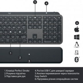   Logitech MX Keys Plus Advanced Wireless Illuminated Keyboard with Palm Rest Graphite UA (920-009416) 8