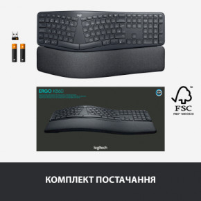  Logitech ERGO K860 Bluetooth/Wireless UA Black (920-010108) 12