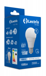  LED Lectris A65 16W 4000K 220V E27 3