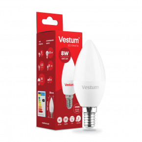  LED Vestum C37 8W 4100K 220V E14