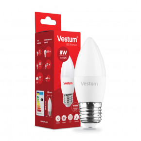  LED Vestum C37 8W 4100K 220V E27 3