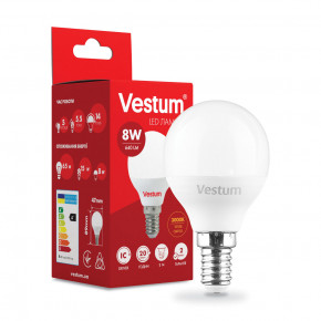  LED Vestum G45 8W 3000K 220V E14