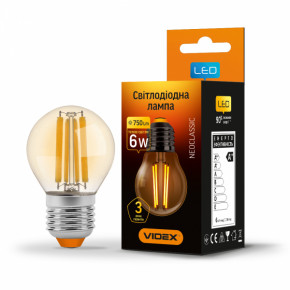 LED  VIDEX Filament G45FA 6W E27 2200K  (VL-G45FA-06272)