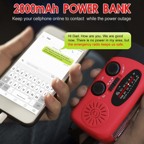    DaringSnail  Red      AM / FM NOAA      Power Bank  2000 ,   USB    6