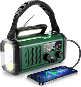   Leaton Army green 10000 mAh NOAA/AM/FM Weather Radio,  USB Type-C,      