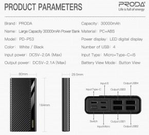    Proda Castel PD-P53 30000mAh Black (PRD-PDP53-BK) 7