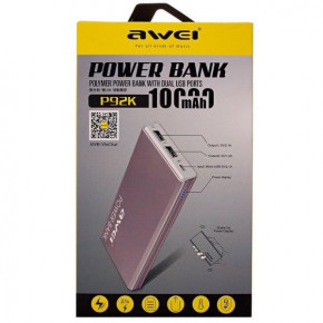 Power bank Awei P92k 10000 mAh |2USB, 2.1A| black 3