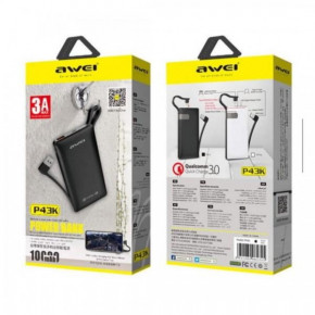 Power bank Awei P11k 10000 mAh |1USB/1Type-C, QC/PD|   31 black 3