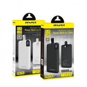 Power bank Awei c LCD P67k 10000 mAh |1USB/Type-C, 2.1A| black 3