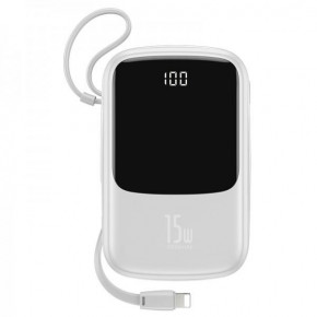 Power Bank Baseus Qpow Digital Display 10000 mAh |2USB/Type-C/Lightning/3A/15W| white