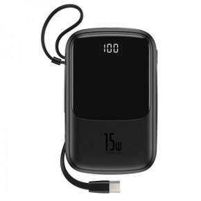 Power Bank Baseus Q pow Digital Display 10000 mAh |3A/15W/2USB/1Lightning/1Type-C| black