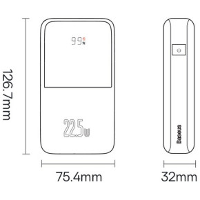  Baseus Bipow Pro 20000mAh 22.5W, 2USB-A QC3.0, In USB-C Li-pol, Display + Cable, white (PPBD030002#) 11