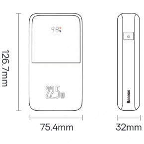  Baseus Bipow Pro 20000mAh 22.5W, 2USB-A QC3.0, In USB-C Li-pol, Display + Cable, blue (PPBD030003#) 11